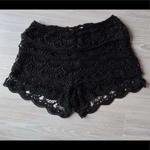 Black lace shorts